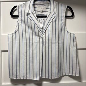 Banana Republic White and Blue Striped  Shirt
